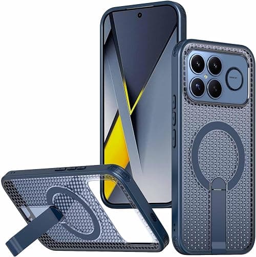 YUECXIN Magnetic Case for Xiaomi Poco F8 Ultra 5G, Cooling Gaming Honeycomb Cover Shockproof Support Wireless Charging with Invisible Metal Kickstand, Blue على Amazon.ae - متتبع الأسعار
