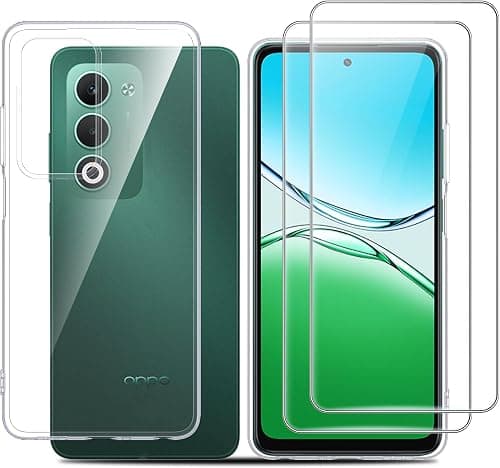 Effcotuo Case for Oppo A5 4G/5G Case with 2 Tempered Glass Screen Protector, Transparent Soft TPU Silicone Case Cover Shock Absorption and Anti-Scratch Case على Amazon.ae - متتبع الأسعار