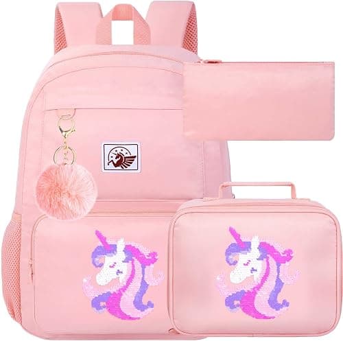 gxtvo 3PCS Girls Backpack, Water Resistant Aesthetic Bookbag with Lunch Box, 17 Inch School Bag for College Elementary Teens على Amazon.ae - متتبع الأسعار