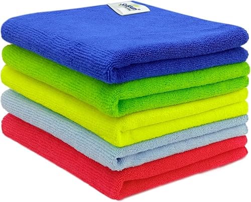 SOFTSPUN Microfiber Cloth - 5 pcs 40x40 cms 340 GSM Multicolor! Thick Lint & StreakFree Multipurpose Cloths Automotive Microfibre Towels for Car Bike Cleaning Polishing Washing & Detailing on Amazon.ae - Price Tracker