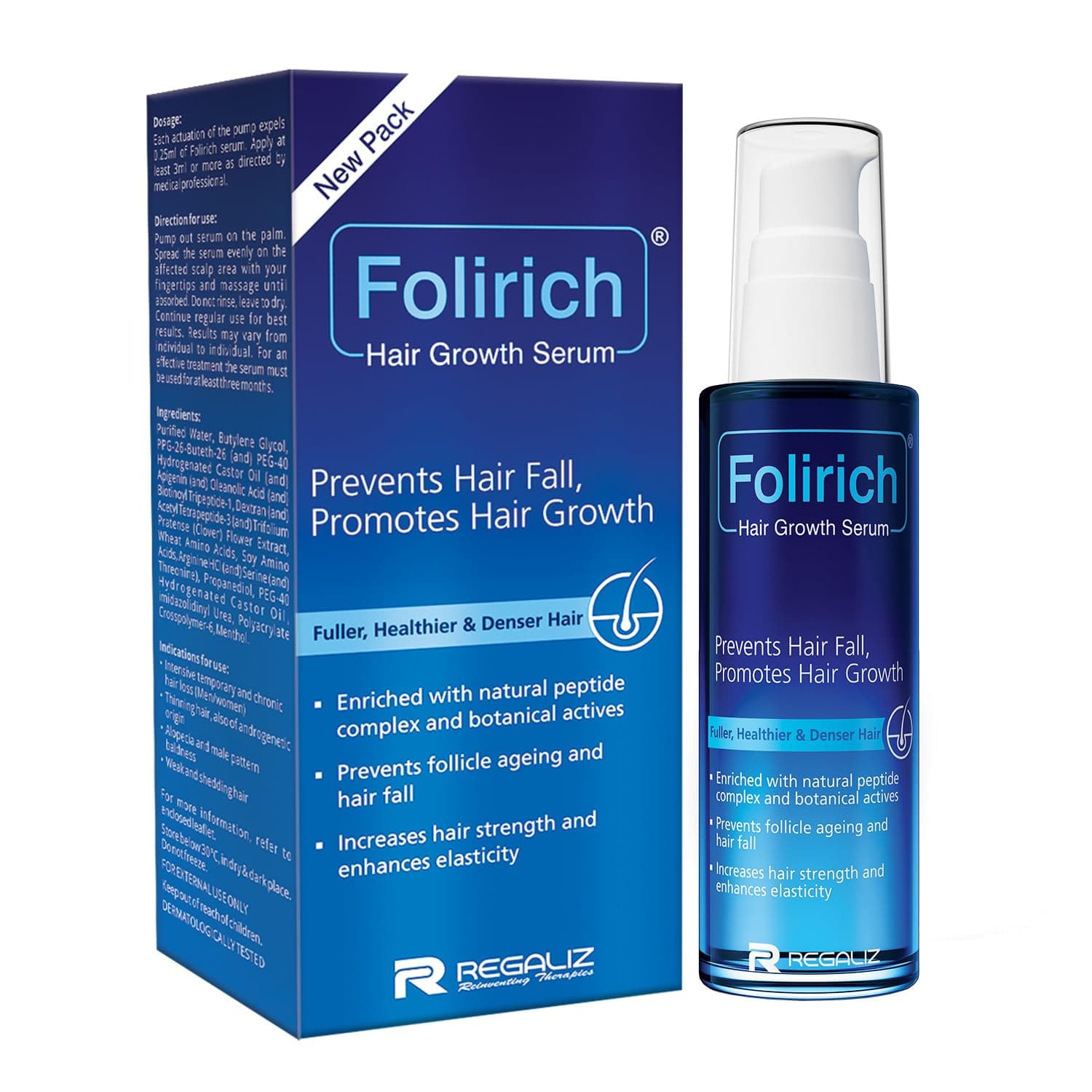 Regaliz Folirich Hair Growth Serum Reduces Hair Fall and Strengthens Hair | Suitable for Men and Women | 60ml on Amazon.ae - Price Tracker