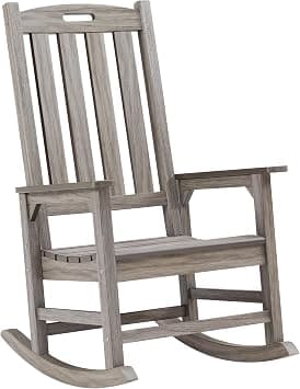 Psilvam Outdoor Rocking Chair, Poly Lumber Oversized Rocking Chair with 21" Wide Seat and 32" Tall Backrest, Pre-Assembled with Most Components for Effortless Installation(Light Gray) on Amazon.ae - Price Tracker