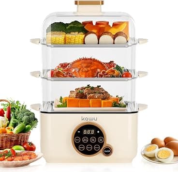 KAWU 3 Tier Detachable Electric Food Steamer 24L, 1500W Fast Heating Electric Cooker/Hot Pot, Touch Visual Panel, Dishwasher Safe Baskets & Dry-Boil Protection for Home/Restaurant on Amazon.ae - Price Tracker