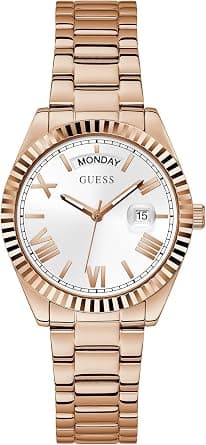 GUESS 36mm Stainless Steel Day-Date Watch with Coin Edge Bezel, Gold-Tone, ONE على Amazon.ae - متتبع الأسعار