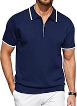 COOFANDY Men's Zipper Polo Shirt Casual Knit Short Sleeve Polo T Shirt Classic Fit Shirts - Best Deal Finder