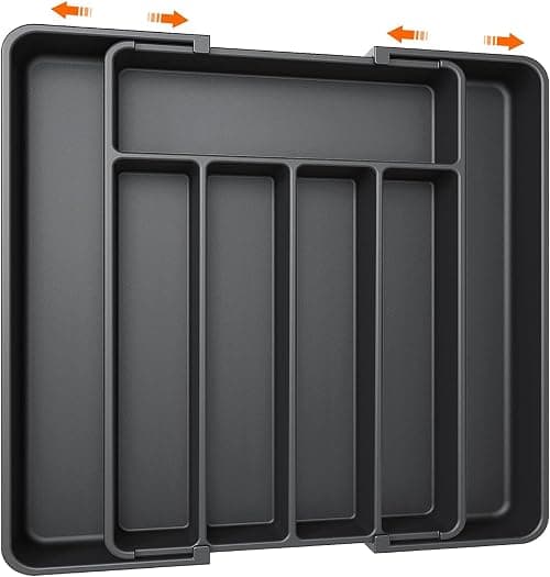 Modern Black Kitchen Drawer Organizer, Expandable & Adjustable, Large Capacity, Silverware & Utensil Tray on Amazon.ae - Price Tracker