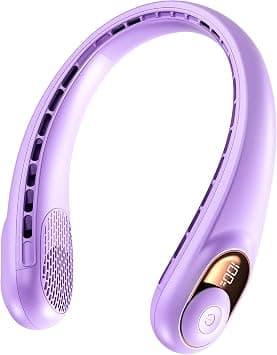 Neck Fan, Portable Bladeless Neck Fans with LED Display, 360° Airflow, 4000mAh Rechargeable Battery, Super Quiet Hands-Free Personal Wearable Fan for Indoor Outdoor, Pastel Purple on Amazon.ae - Price Tracker