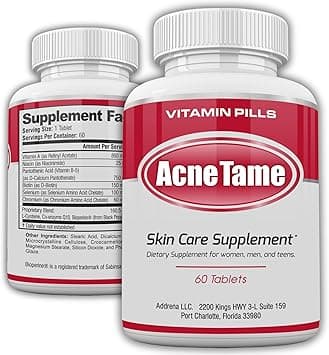 Acne Pills- Acne Tame Supplement- Clear Skin Vitamins Pill for Oily Skin Treatment, Hormonal Blemishes, Anti Spots & Cystic Acnes Supplements for Women, Men, Teens & Adults- 60 Oral Tablets - Amazon.ae Price Tracker