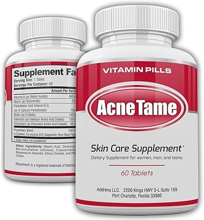 Acne Pills- Acne Tame Supplement- Clear Skin Vitamins Pill for Oily Skin Treatment, Hormonal Blemishes, Anti Spots & Cystic Acnes Supplements for Women, Men, Teens & Adults- 60 Oral Tablets on Amazon.ae - Price Tracker
