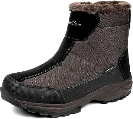 SILENTCARE Men's Warm Snow Boots, Fur Lined Waterproof Winter Shoes, Anti-Slip Lightweight Ankle Boot on Amazon.ae - Price Tracker