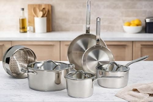 Tramontina Since 1911, 9-Piece Tempo Tri-Ply Base Stainless Steel Cookware Set with Glass Lids, Pots and Pans Kitchen Set, Induction-Ready, Oven-Safe, Dishwasher-Safe 37240028 on Amazon.sa - Price Tracker
