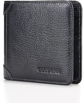 Mens Trifold Leather RFID Blocking Wallet with 2 ID Windows 2 Cash Compartments 6-8 card slots 2-3 inside slots Large Capacity Wallet, Bluish grey Transverse, Tri-fold Wallet on Amazon.ae - Price Tracker