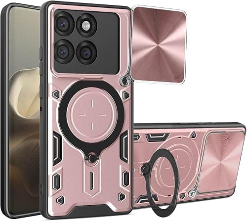 UPLAI Case for Motorola Moto G77 5G, Ultra Thin Shockproof Armor Silicone Cover with Slide Camera Cover and Magnetic Hidden Bracket, Premium PC+TPU Durable Cover.Rose gold on Amazon.ae - Price Tracker