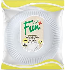 FUN BY AL BAYADER فن Everyday Heavy-Duty Paper Plate, Large 9 Inch, Pack Of 50 on Amazon.ae - Price Tracker
