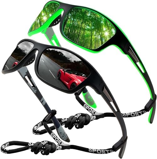 Sports Sun Glas for Men Polarized Driving Fishing Running Wrap Around Sunglasses Night Vision Glasses Goggles with Glasses rope Strap UV Protection on Amazon.ae - Price Tracker