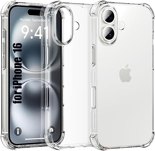for iPhone 16 Clear [Shockpoof][Military Grade Protection] Reinforced Corners Slim Fit Flexible TPU Bumper Phone Case for iPhone 16,Clear على Amazon.ae - متتبع الأسعار
