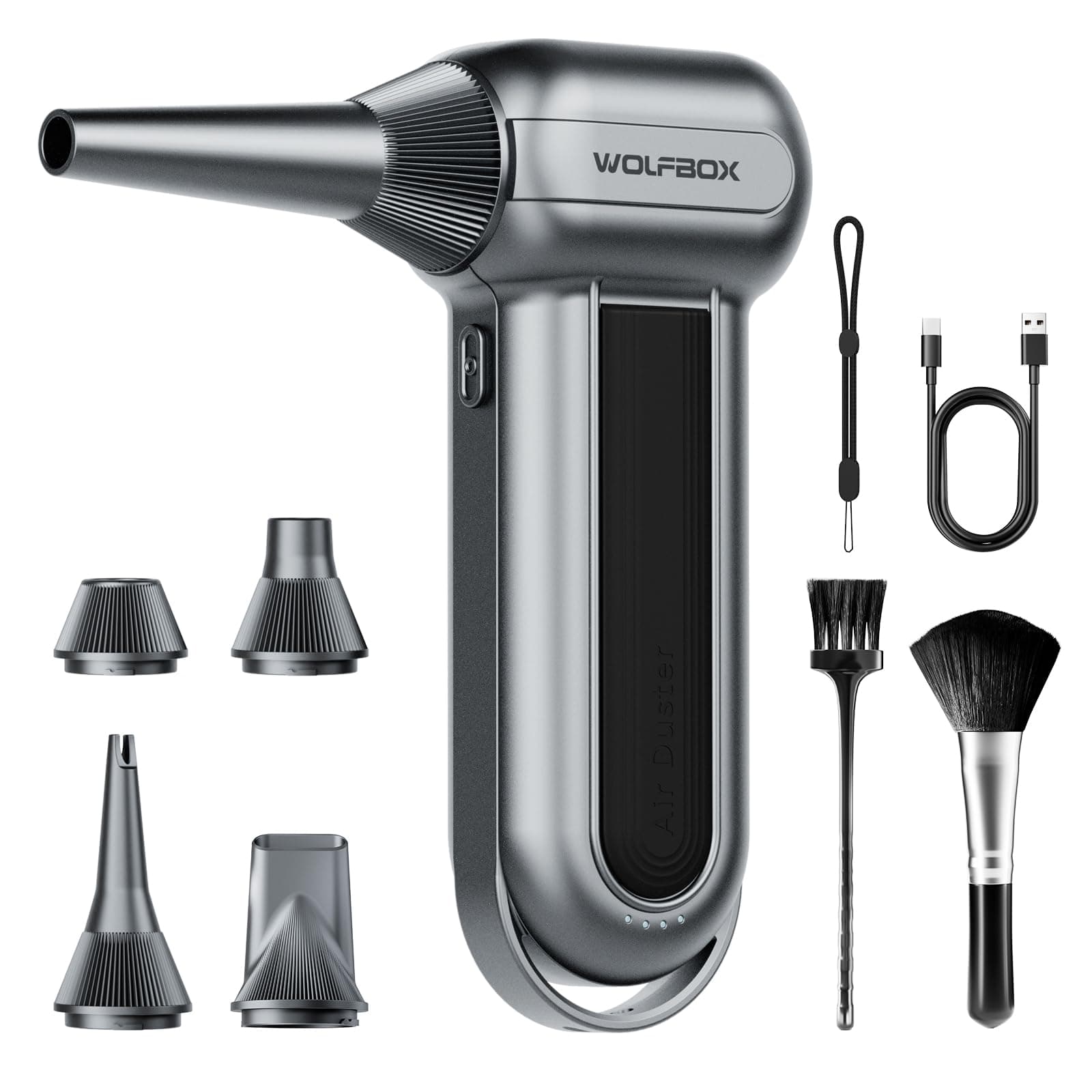 WOLFBOX electric air duster MegaFlow100 with 150000RPM super power, 3-Speed adjustable, Cordless, Rechargeable brushless motor durable blower, Suitable for computer, keyboard, home, car and outdoor on Amazon.ae - Price Tracker