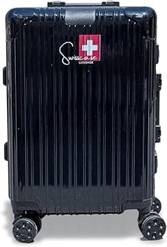 SWISSCASE E016 Carry On Suitcase, 20-Inch, Aluminium Frame, Double Spinner Wheels, Black on Amazon.ae - Price Tracker