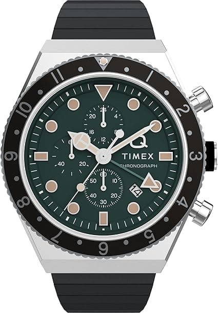 Timex Men's Q 40mm Watch - Black Expansion Band Green Dial Stainless Steel Case on Amazon.ae - Price Tracker