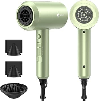 slopehill Professional Ionic Hair Dryer, Powerful 1800W Fast Drying Low Noise Blow Dryer with 2 Concentrator Nozzle 1 Diffuser Attachments for Home Salon Travel (Lime Cream) - Best Deal Finder