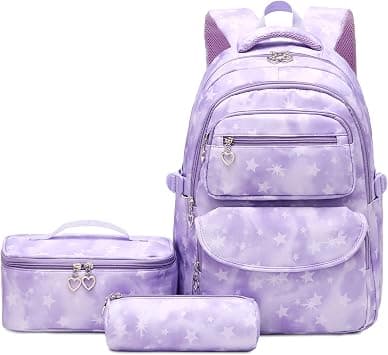 goldwheat Star Printed Backpack With Lunch Pack Pencil Case 3pcs Sets For Elementary Students Teens Knapsack على Amazon.ae - متتبع الأسعار