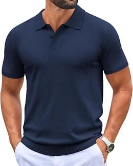COOFANDY Mens Knit Polo Shirts Casual Short Sleeve Button Polo Shirt Classic Golf Shirts - Best Deal Finder