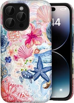 Compatible with iPhone 12 Pro Max Case, Aesthetic Summer Phone Case Cute Flower Shell Turtle Sea Creature Floral Collage for Girl Women, Scratch Resistant Girly Case for iPhone 12 Pro Max على Amazon.ae - متتبع الأسعار