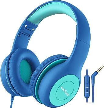 EarFun Kids Headphones with Mic for Boys and Girls, Over Ear HD Stereo Headphone for Children, 85/94dB Volume Limiter, Sharing Port, Foldable On Ear Headsets with Mic for School/Pad/PC/Travel, Blue on Amazon.ae - Price Tracker