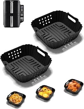 Air Fryer Silicone Liners for Ninja Double Stack 7.6L Air Fryer SL300UK, Dual Reusable Air Fryer Silicone Liners Ninja Double Stack Air Fryer Accessories for Ninja AF400UK, AF451UK(2PCS Black) on Amazon.ae - Price Tracker