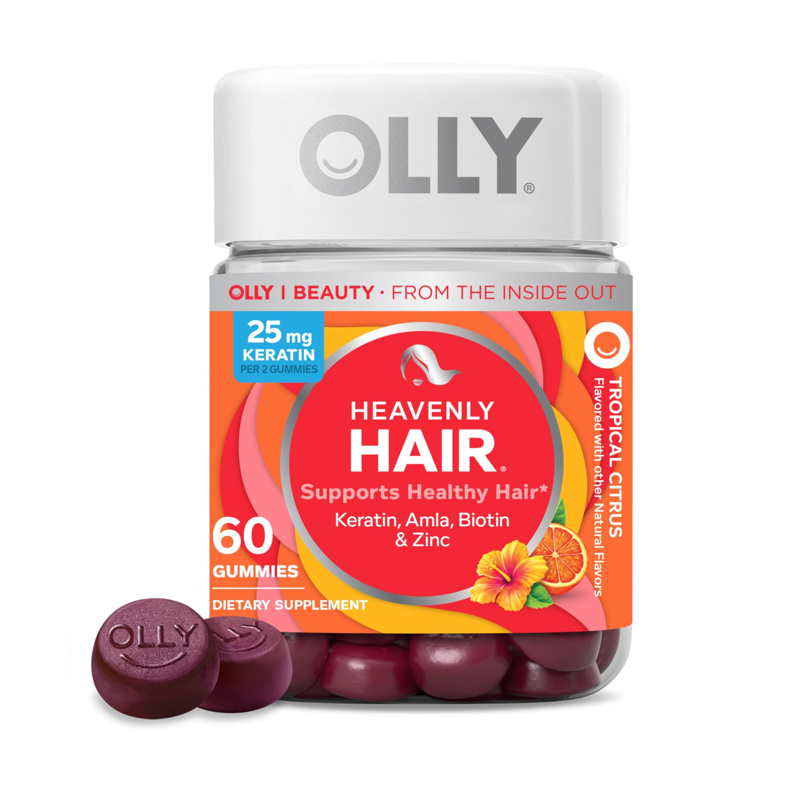 OLLY Heavenly Hair Gummies, Supports Strong Healthy Hair Growth, Keratin, Biotin, Amla, Grapefruit Flavor, 30 Day Supply - 60 Count on Amazon.ae - Price Tracker