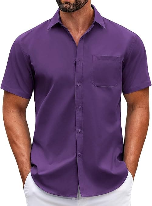COOFANDY Mens Short Sleeve Casual Button Down Shirts Summer Untucked Dress Shirts with Pocket on Amazon.ae - Price Tracker