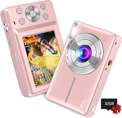 Exrp Digital Camera, FHD 1080P Digital Camera for Kids with 32GB SD Card 16X Digital Zoom, Compact Camera Point and Shoot Digital Cameras Portable Mini Camera for Teens Students Boys Girls Seniors on Amazon.ae - Price Tracker