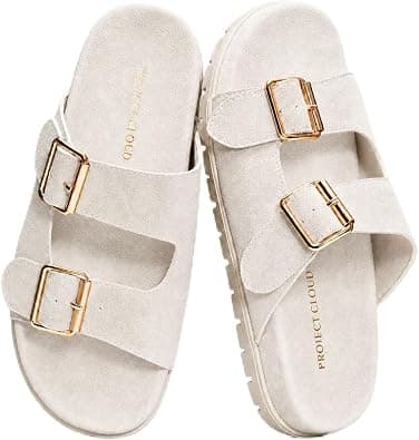 Project Cloud 100% Genuine Leather Womens Sandals Comfortable & Non-Slip Slides for Women - Plush & Soft Insole Ladies Sandals Women Footwear (Lanura) on Amazon.ae - Price Tracker