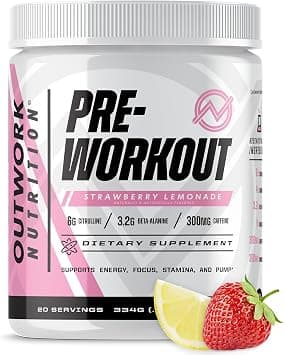 Outwork Nutrition Pre-Workout Supplement with Nootropics - Energy & Mental Focus for Better Workouts - Backed by Science (Strawberry Lemonade, 226 Grams) على Amazon.ae - متتبع الأسعار