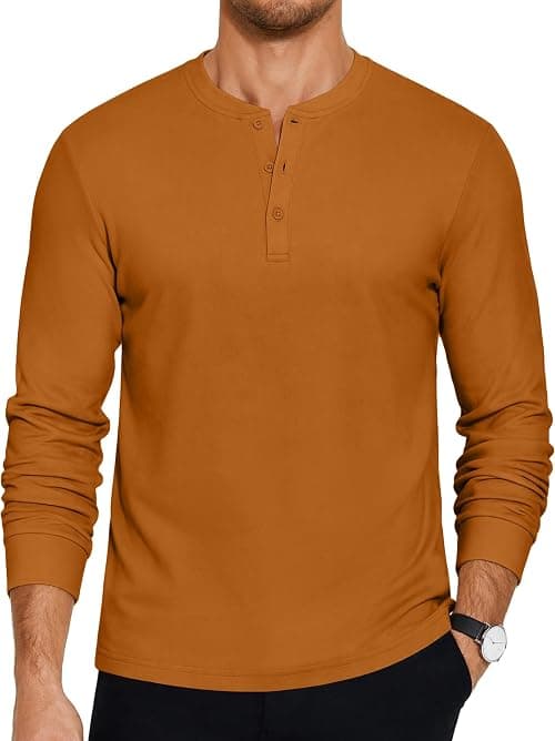 COOFANDY Men's Henley T-Shirts Long Sleeve Pullover Shirt Casual Basic Tees on Amazon - Best Deal Finder