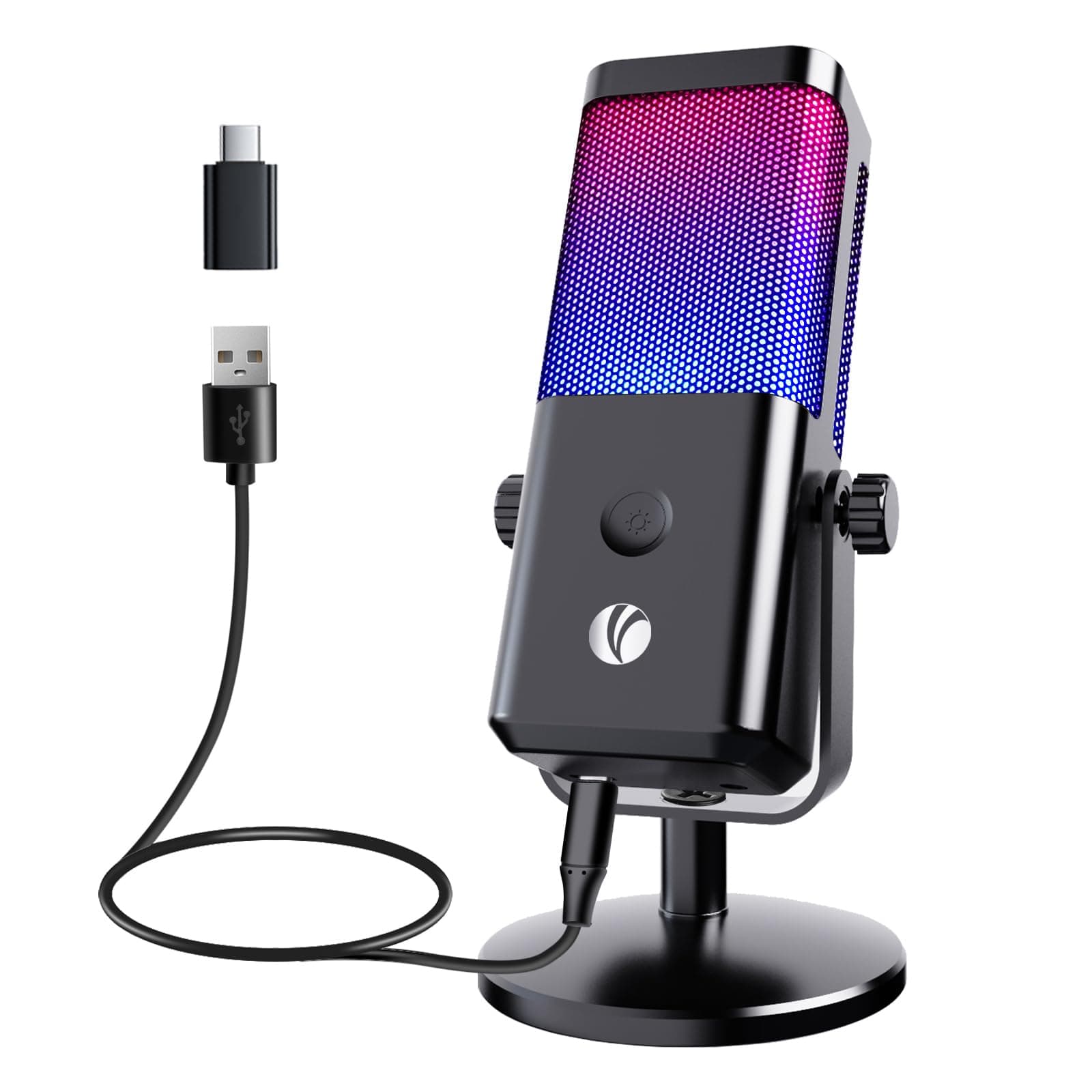 VCOM USB Microphone for PC, RGB Gaming Microphone with Mute Button, Gain Control, Monitoring Headphone 3.5mm Jack, PC Mic for Gaming, Streaming, Podcast, VoiceOver, Recording on Amazon.ae - Price Tracker