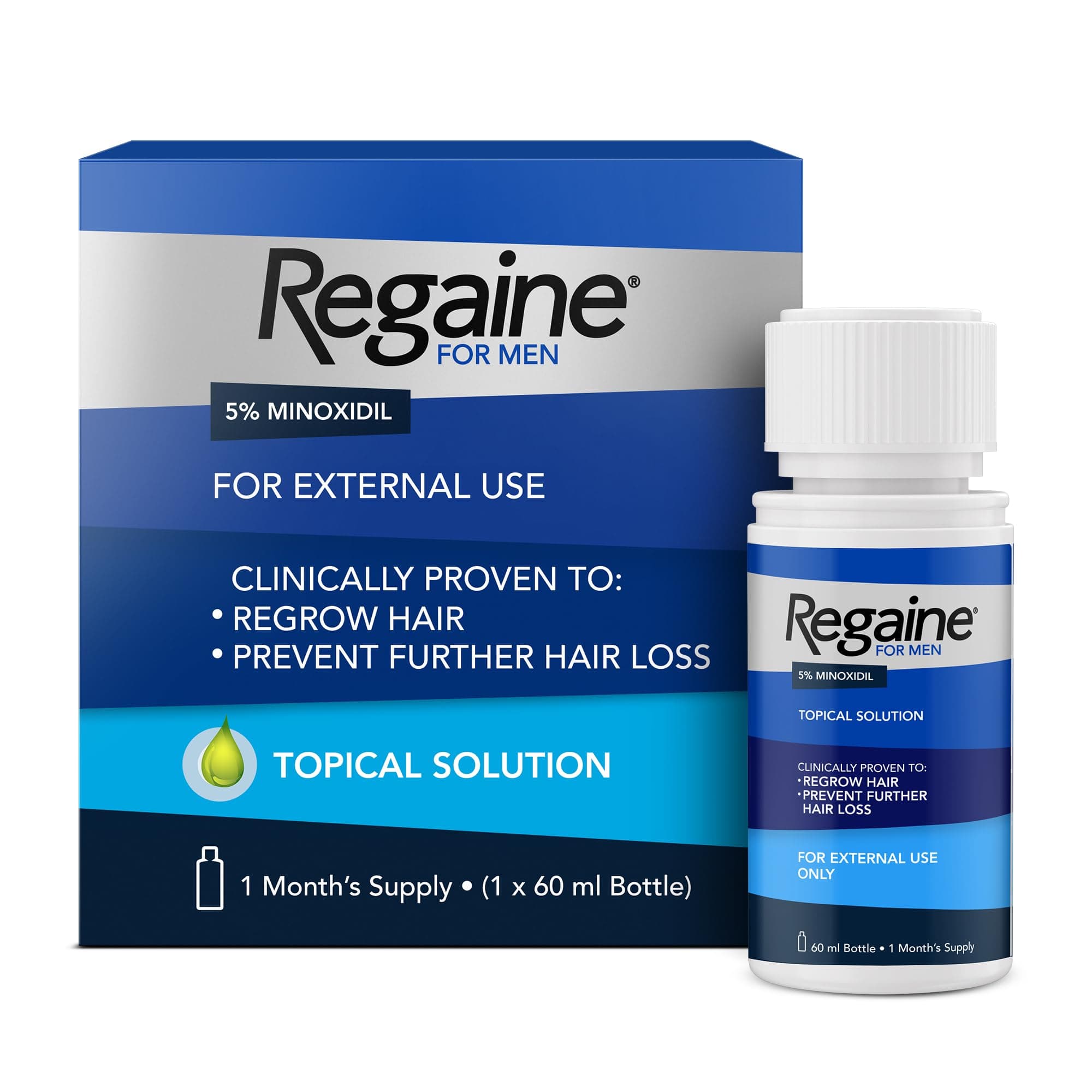 Regaine 5% Minoxidil Top Solution for Men, Clinically Proven to Stimulate Hair Growth, 60ml on Amazon.ae - Price Tracker
