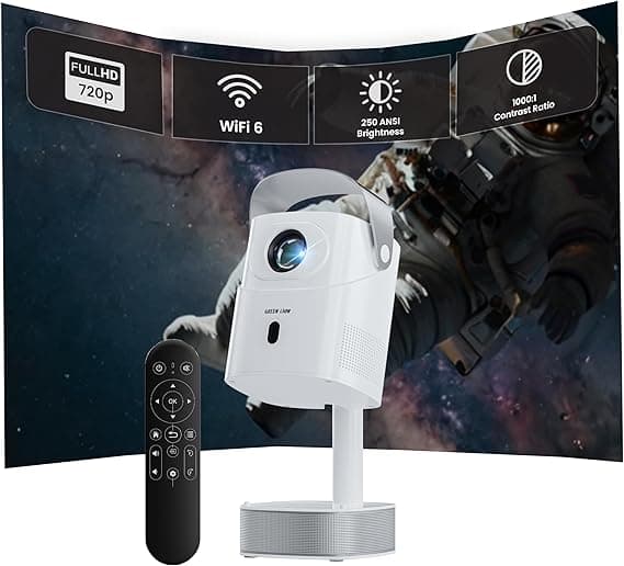 Green Lion Pluto Mini Projector 180", Video Projector WiFi 6.0 &amp; Bluetooth, Portable Movie Projector with Auto Keystone Correction, Android 13, Home Projector Compatible with iOS/Android//HDMI/USB on Amazon.ae - Price Tracker