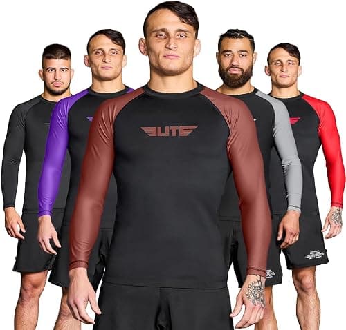 Elite Sports Men's Jiu Jitsu BJJ Rash Guard, Long Full Sleeve Compression Shirt for Sports Nogi Training, IBJJF Rank Color على Amazon.ae - متتبع الأسعار