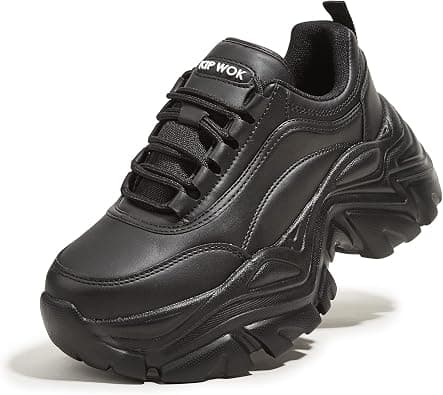 K KIP WOK Chunky Sneakers for Women Fashion Platform White Leather Casual Dad Shoes Comfortable Wedge Walking Sport on Amazon.ae - Price Tracker