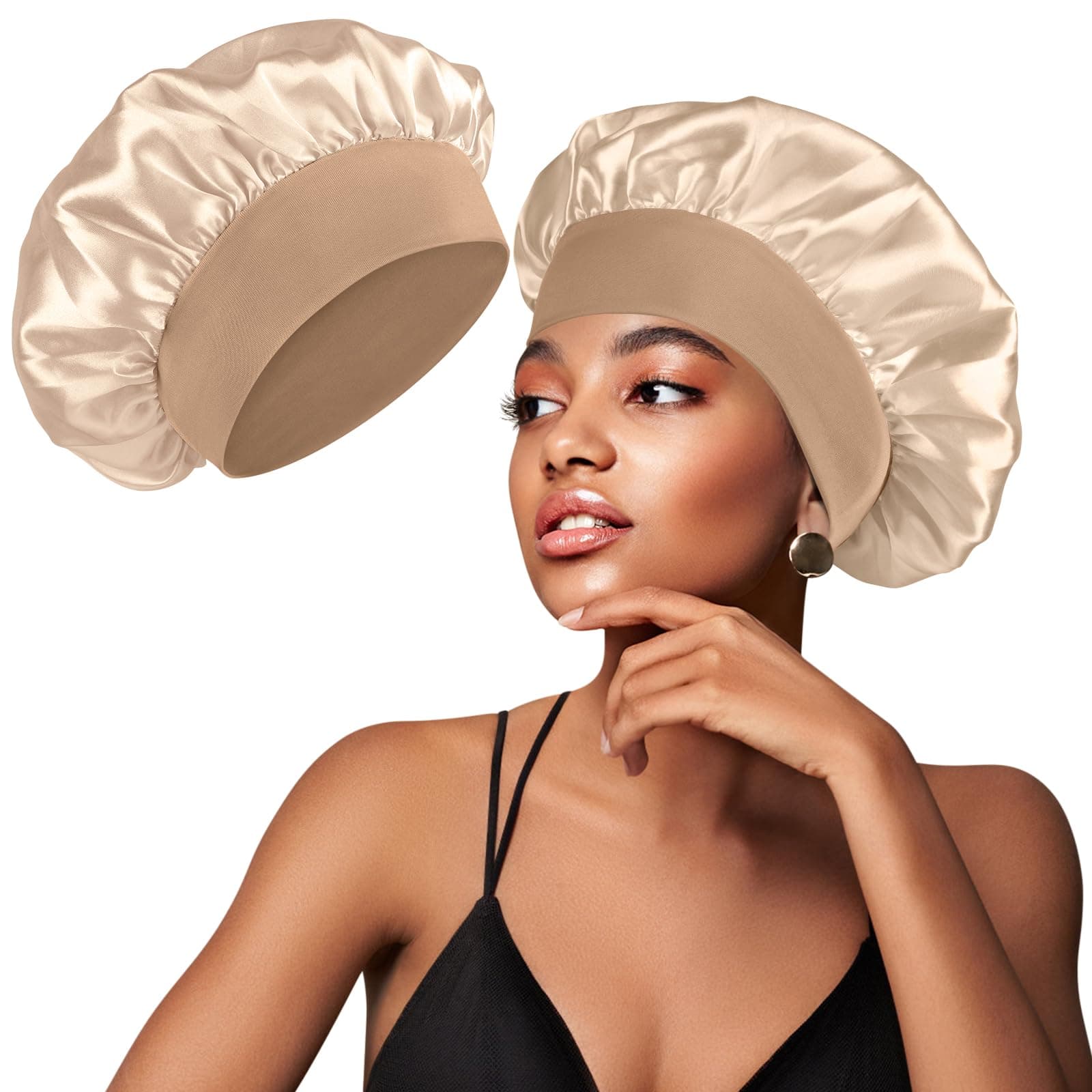 Satin Silk Bonnet compatible with Curly Hair, Hair Bonnet Silk Wrap for Sleeping, Night Sleep Cap for Women on Amazon.ae - Price Tracker