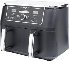Ninja Foodi Dual Zone Air Fryer 2 Drawers, 6 Cooking Functions, 9.5L Capacity, Black, AF400ME, 2 Years Warranty - متتبع أسعار Amazon.sa