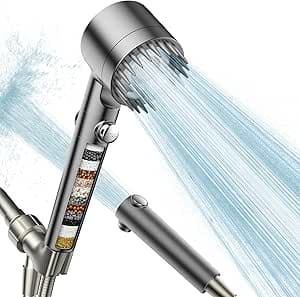 Filtered Shower Head with Handheld, High Pressure Water Flow and Multiple Spray Modes Shower Head with Filter, Power Wash for Hard Water, Showerhead with ON/OFF Switch for Pets Bath on Amazon.ae - Price Tracker