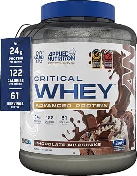 Applied Nutrition Critical Whey Protein Powder 2kg - High Protein Powder, Protein Milkshake, Muscle Building Supplement with BCAAs & Glutamine (2kg - 67 Servings) (2kg, Chocolate Milkshake) على Amazon.ae - متتبع الأسعار