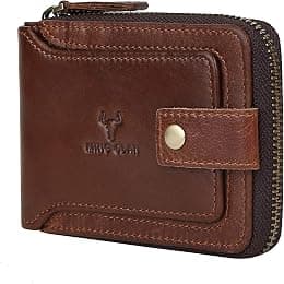MING CLAN Zipper Wallet Men RFID Blocking Leather Bifold Wallets For Men - Flap ID Window Zip Coin Pocket Mens Zipper Wallets - Big Capacity - Best Deal Finder