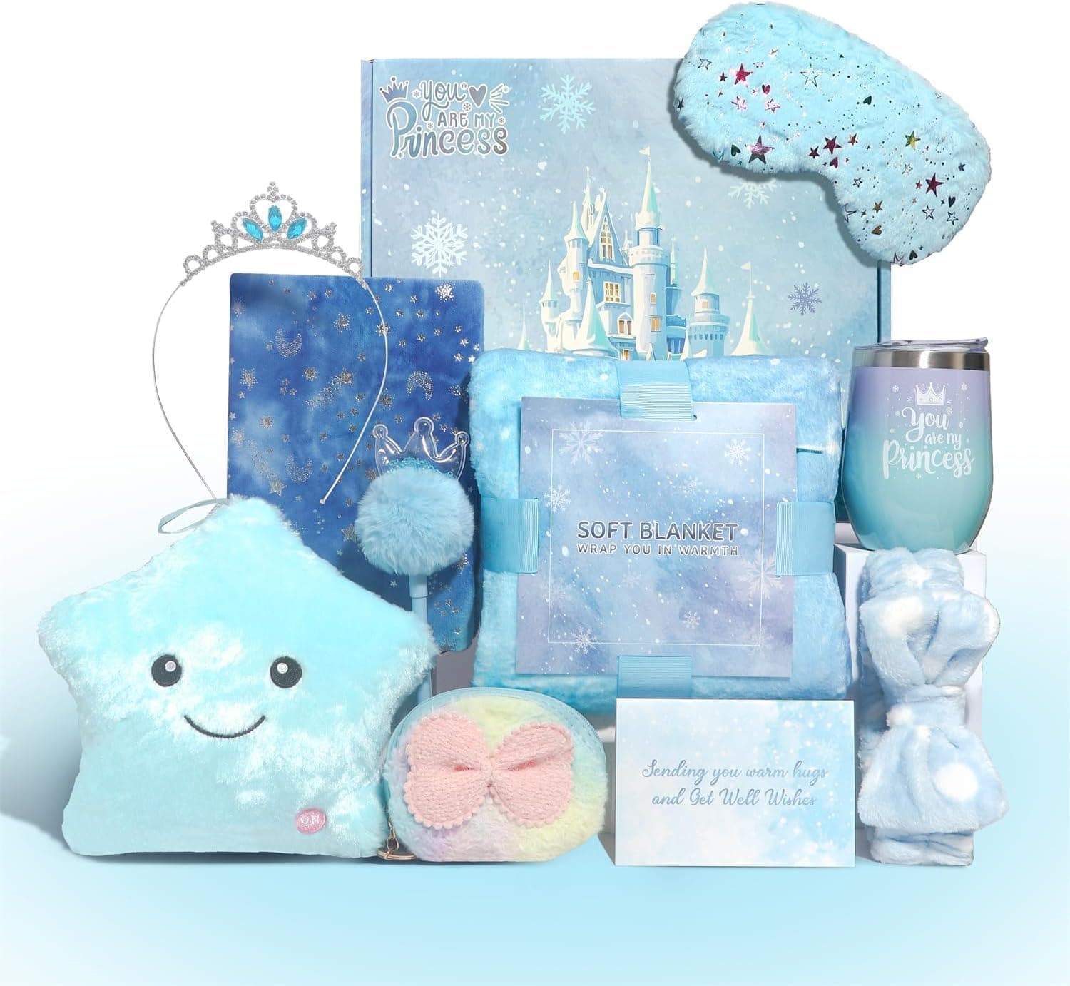 SHAHNARO Toys for Girls Age 6–10 | Unicorn Frozen Star Gift Box for Girls | Birthday Gifts | Baby Girl Set with Blue Blanket, Eye Mask, Notebook, and Tumbler | New Year & Girls Gift Set (Blue) on Amazon.ae - Price Tracker