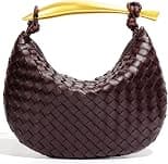 Woven Leather Handbags for Women Fashion Designer Clutch Purse Dumpling Bag Cute Ladies Trendy Small Hobo Bag - Best Deal Finder