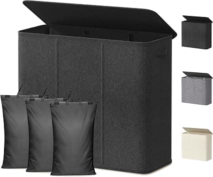 Lifewit 180L Extra Large Laundry Hamper with Lid, Laundry Basket 3 Section with Removable Washing Bags, Divided 3 Compartments Laundry Sorter Organizer for Bedroom Bathroom Laundry Room, Dark Gray على Amazon.ae - متتبع الأسعار
