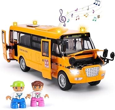 School Bus Toy, Die Cast Model Car with Flashing Lights & Sounds, Friction Powered, Back & Side Doors Open, Large Yellow Metal Toy Vehicles, Play Bus Easter Gift for Kids Toddlers Ages 3+ on Amazon.ae - Price Tracker