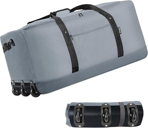 Finnhomy 120L Foldable Rolling Duffel Bag with 3 Wheels, Light Weight Travel Duffel bag with Large Loading Capacity, 32 inch Rolling Duffel bag with Shoulder Strap for Travel Camping Sports على Amazon.ae - متتبع الأسعار